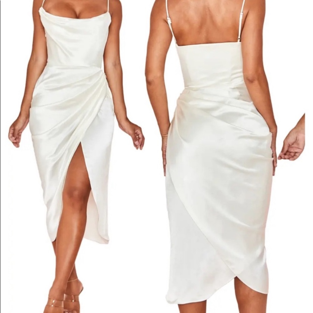 HOUSE OF CB 'Reva' Ivory Satin Balcony Corset Dress /Size XS - Picture 4 of 17
